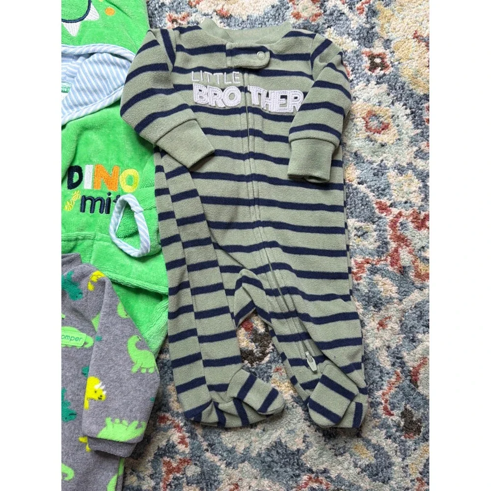 Little Brother Dinosaur Bundle Boys 0-9m Robe NB Sleepers Swaddle Blanket